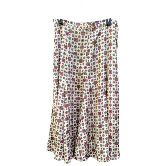 VTG San Andre NY Paris Midi Skirt Sz 10 M Jacquard Geo Baroque 80s Boho Flowy - Picture 4 of 16